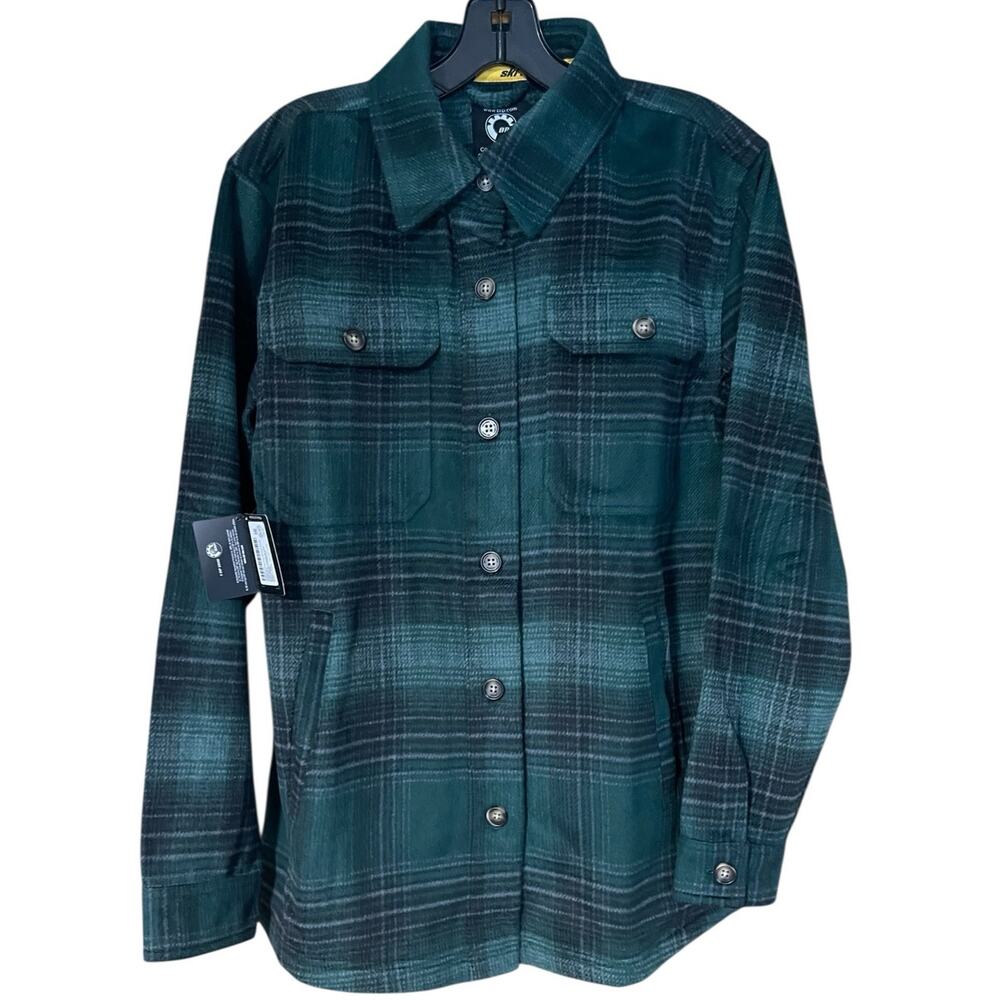 Ski-Doo Womens Sz Small NEW Green Lifestyle Plaid Button Down Flannel Overshirt